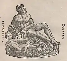 Dessin d'un homme peu vêtu et semi-allongé.