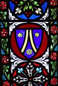 Vitrail avec le blason de la famille d'Artigues