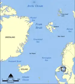 Carte de la mer du Groenland.