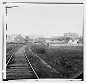 Un train de marchandises sur l'Orange and Alexandria Railroad à Culpeper en Virginie, mi-1862.