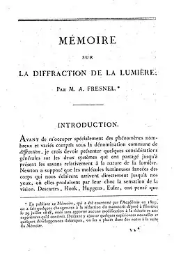 Image illustrative de l’article Mémoire sur la diffraction de la lumière (Fresnel, 1818)