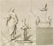 Fresque de Pierre du Châtelet qui se trouvait dans l'église de Blécourt, in Histoire généalogique de la maison du Châtelet par Dom Calmet, 1741.