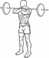 Front squat avec maintien bras croisés, position de départ.