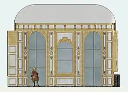 Restitution de la coupe de la paroi sud du Grand Cabinet Ovale de Meudon, vers 1705.