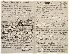 Lettre à John Peter Russell, 1888, crayon rouge et encre sur papier tissé, 20,3 × 26,3 cm, New York, musée Solomon R. Guggenheim.