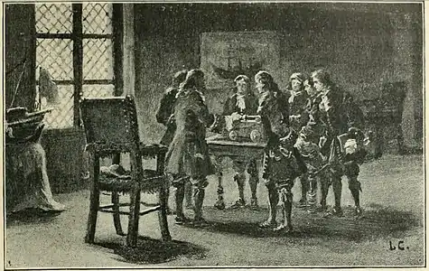Les Gardes-marine étudiant l'artillerie en salle sous Louis XIV (1893), illustration pour La Marine française de Maurice Loir.