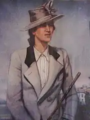 Germaine Gautrez par Federico Beltrán Masses, vers 1916 - 1918. On remarque le Plantier à droite de la peinture.