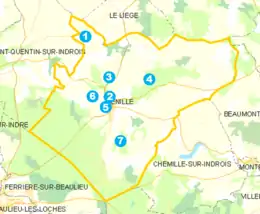 Vue d'un plan pourvu de repères de localisation)