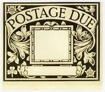 Composition pour les contours du premier timbre-taxe britannique, vers 1912-13.