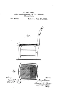 George Gardner. Chair-seats ; brevet USRE9094 du 24 février 1880
