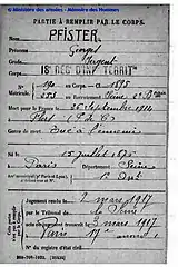Georges Pfister, mort au champ d'honneur le 26 septembre 1914.