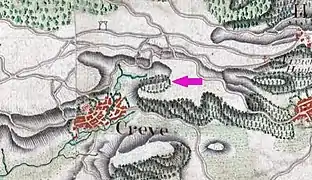 Le Meussaumont sur la carte des Naudin en 1738