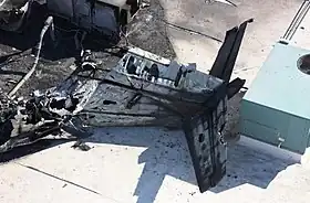 La section arrière de l'appareil après le crash