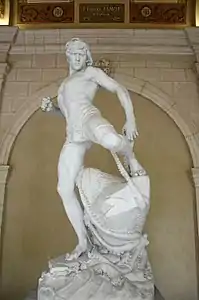 Gilliat et la pieuvre (1890), marbre, cloître du musée des Beaux-Arts de Lyon.