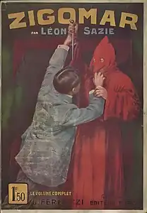 Couverture illustrée par Gino Starace pour le roman Zigomar (J. Ferenczi, 1916).