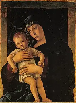 La Madone grecque, 1460-1464, huile sur bois, 82 × 62 cm, pinacothèque de Brera, Milan.