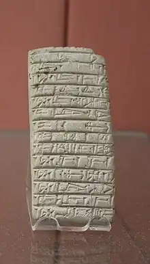 Tablette listant des dépendants d'une institution morts. Girsu, v. 2250 av. J.-C. British Museum.