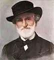 Portrait de Verdi réalisé vers 1895 par l'artiste vénitienne Bice Lombardini et conservé au musée des instruments de musique du Conservatoire Giuseppe Verdi de Turin