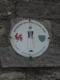 Plaque apposée sur la chapelle Notre-Dame de Grâce à Gosselies.