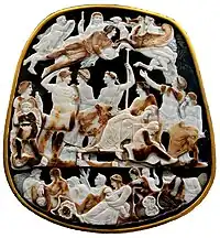 Grand Camée de France. Sardoine à cinq couches. H. 31 ; L. 26,5 cm. Commandé en 20 EC (?). Cabinet des médailles.