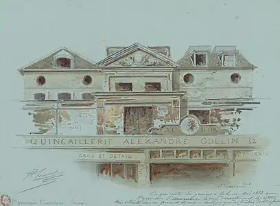 Détail du fronton du grenier en 1883.