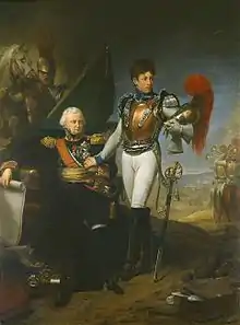 Le général Lariboisière et son fils, lieutenant au 1er régiment de carabiniers, à la bataille de la Moskova (par Antoine-Jean Gros, 1re moitié du XIXe siècle).