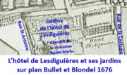 Hôtel Lesdiguières sur plan Bulllet et Blondel de 1676