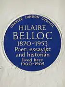 Plaque d'Hilaire Belloc.