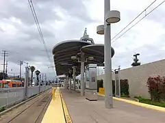 Une vue de la plateforme de la station Indiana.