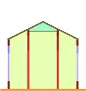 Église-halle avec un plafond horizontal au niveau de la nef centrale et des plafonds obliques au niveau des collatéraux