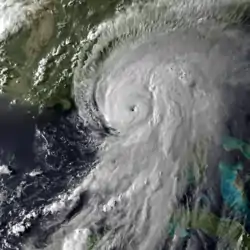 Hermine le 1er septembre 2016 à 23 h 0 UTC à son maximum.