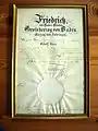 1890, certificat d'honoraires pour la statue du grand-duc Frédéric de Bade à Adolf Heer