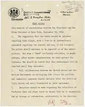 Reproduction d'un texte dactylographié en anglais et paraphé.