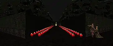 Illumination de l'allée menant à la statue de Louis XIV, fête de 1697