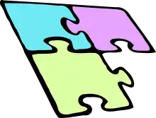 Dessin représentant des pièces de puzzle.