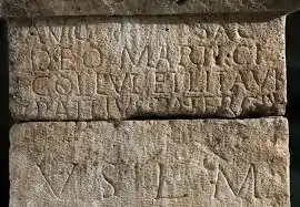 Inscription latine de Narbonne avec les noms de Mars Cicolluis et Litavis.