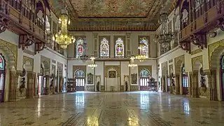 Salle du Darbar au Palais Lakshmi Villas à Vadodara, capitale de la plus célèbre et plus opulente principauté du Gujarat.