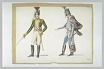 Costume de colonel général du dragon et de colonel général des hussards. Sacre de Napoléon, Paris, musée du Louvre.