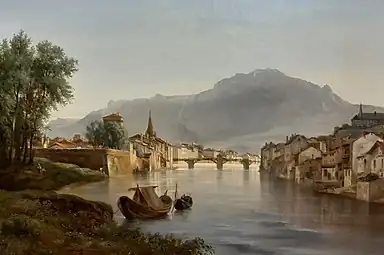 Isidore Dagnan, Vue de Grenoble prise de l'Ile Verte, effet du soir, Musée de Grenoble