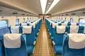 Intérieur de la classe standard d'un Shinkansen série N700 (Nozomi), Mars 2009