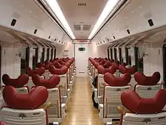 Intérieur d'une voiture de classe standard.