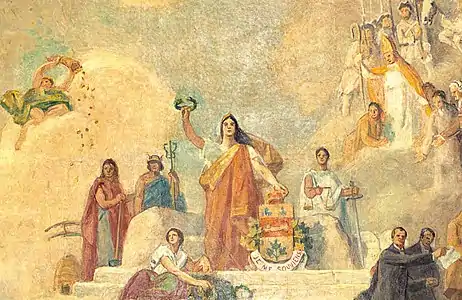 Je me souviens (1914-1920), détail du plafond de la salle de l’Assemblée nationale à Québec.