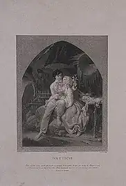 Paul et Virginie, lithographie de Pierre-Auguste Lamy d'après une gravure de Jean-Alexandre Allais pour illustrer Paul et Virginie.