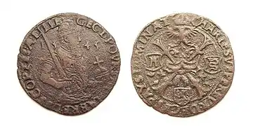 Jeton&nbsp;(en) de la Chambre des comptes de Lille, 1545. Frappé sous le règne de  Charles Quint, montrant une croix de Bourgogne.