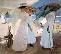 Joaquín Sorolla,Sous le parasol à Zarauz (1910)
