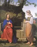 Le Christ et la Samaritaine au puits, Josef von Hempel&nbsp;(de) du mouvement nazaréen (1823), collection privée.