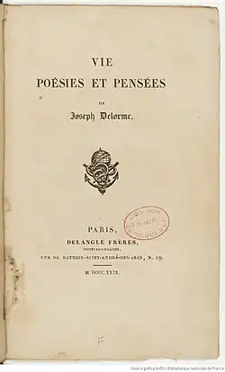 Image illustrative de l’article Vie, poésies et pensées de Joseph Delorme
