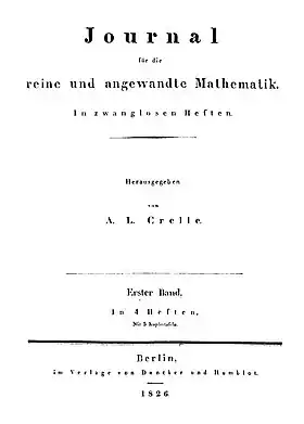 Image illustrative de l’article Journal für die reine und angewandte Mathematik