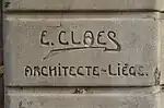 Signature de l'architecte sur la façade du Varia