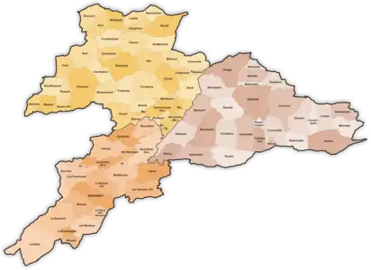Carte de la République et canton du Jura au 1er juillet 1996.